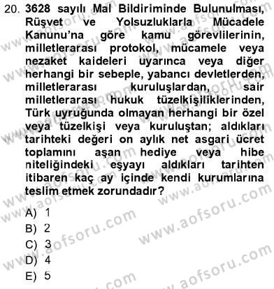 Adalet Meslek Etiği Dersi 2012 - 2013 Yılı (Final) Dönem Sonu Sınav Soruları 20. Soru