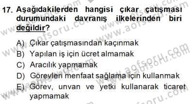 Adalet Meslek Etiği Dersi 2014 - 2015 Yılı (Final) Dönem Sonu Sınav Soruları 17. Soru