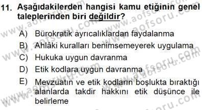 Adalet Meslek Etiği Dersi 2015 - 2016 Yılı (Vize) Ara Sınavı 11. Soru