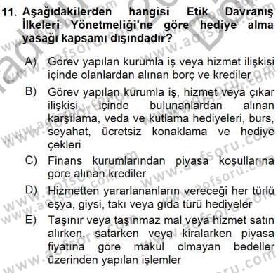 Adalet Meslek Etiği Dersi 2015 - 2016 Yılı (Final) Dönem Sonu Sınavı 11. Soru