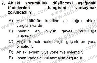 Adalet Meslek Etiği Dersi 2016 - 2017 Yılı (Vize) Ara Sınav Soruları 7. Soru