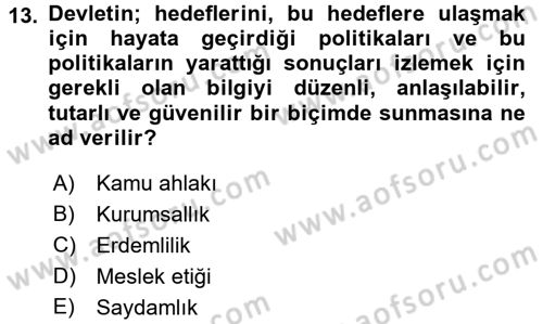 Adalet Meslek Etiği Dersi 2017 - 2018 Yılı (Vize) Ara Sınav Soruları 13. Soru