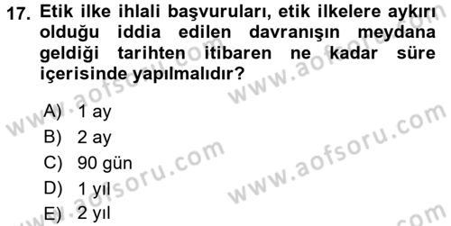 Adalet Meslek Etiği Dersi 2017 - 2018 Yılı (Vize) Ara Sınav Soruları 17. Soru