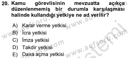 Adalet Meslek Etiği Dersi 2017 - 2018 Yılı (Vize) Ara Sınav Soruları 20. Soru