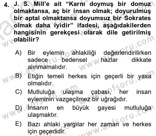 Adalet Meslek Etiği Dersi 2017 - 2018 Yılı (Vize) Ara Sınav Soruları 4. Soru