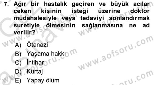 Adalet Meslek Etiği Dersi 2017 - 2018 Yılı (Vize) Ara Sınav Soruları 7. Soru