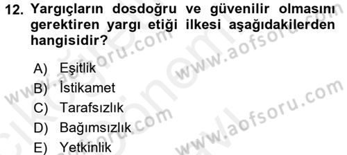 Adalet Meslek Etiği Dersi 2017 - 2018 Yılı (Final) Dönem Sonu Sınav Soruları 12. Soru