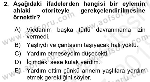 Adalet Meslek Etiği Dersi 2017 - 2018 Yılı (Final) Dönem Sonu Sınav Soruları 2. Soru