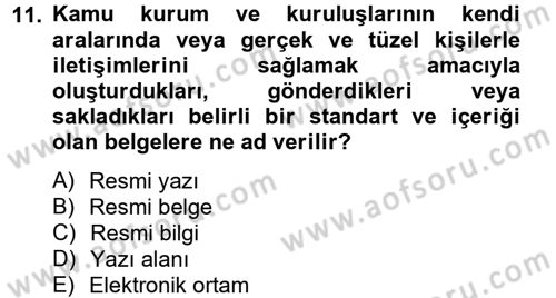 Hukuk Dili Ve Adli Yazışmalar Dersi 2012 - 2013 Yılı (Vize) Ara Sınav Soruları 11. Soru