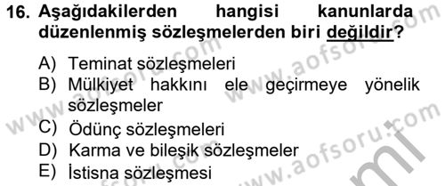 Hukuk Dili Ve Adli Yazışmalar Dersi 2012 - 2013 Yılı (Final) Dönem Sonu Sınav Soruları 16. Soru
