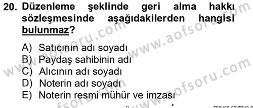 Hukuk Dili Ve Adli Yazışmalar Dersi 2012 - 2013 Yılı (Final) Dönem Sonu Sınav Soruları 20. Soru