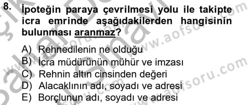 Hukuk Dili Ve Adli Yazışmalar Dersi 2012 - 2013 Yılı (Final) Dönem Sonu Sınav Soruları 8. Soru