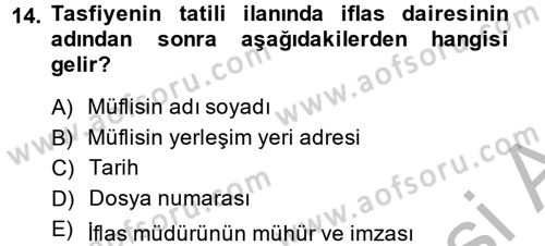 Hukuk Dili Ve Adli Yazışmalar Dersi 2013 - 2014 Yılı (Final) Dönem Sonu Sınav Soruları 14. Soru
