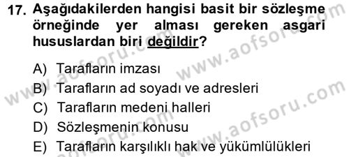 Hukuk Dili Ve Adli Yazışmalar Dersi 2013 - 2014 Yılı (Final) Dönem Sonu Sınav Soruları 17. Soru