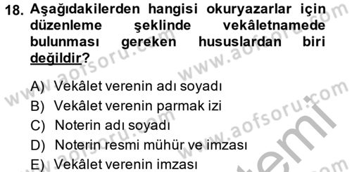 Hukuk Dili Ve Adli Yazışmalar Dersi 2013 - 2014 Yılı (Final) Dönem Sonu Sınav Soruları 18. Soru
