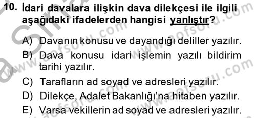 Hukuk Dili Ve Adli Yazışmalar Dersi 2014 - 2015 Yılı (Vize) Ara Sınavı 10. Soru