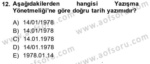 Hukuk Dili Ve Adli Yazışmalar Dersi 2014 - 2015 Yılı (Vize) Ara Sınav Soruları 12. Soru