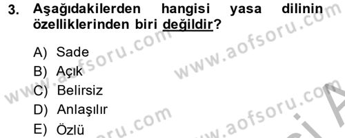 Hukuk Dili Ve Adli Yazışmalar Dersi 2014 - 2015 Yılı (Vize) Ara Sınav Soruları 3. Soru