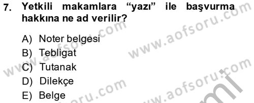 Hukuk Dili Ve Adli Yazışmalar Dersi 2014 - 2015 Yılı (Vize) Ara Sınavı 7. Soru