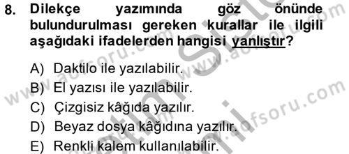Hukuk Dili Ve Adli Yazışmalar Dersi 2014 - 2015 Yılı (Vize) Ara Sınav Soruları 8. Soru