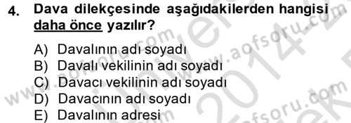 Hukuk Dili Ve Adli Yazışmalar Dersi 2014 - 2015 Yılı Tek Ders Sınavı 4. Soru