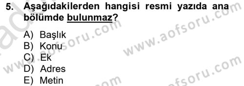 Hukuk Dili Ve Adli Yazışmalar Dersi 2014 - 2015 Yılı Tek Ders Sınavı 5. Soru