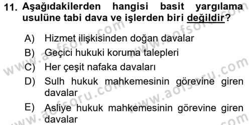 Hukuk Dili Ve Adli Yazışmalar Dersi 2015 - 2016 Yılı (Vize) Ara Sınavı 11. Soru