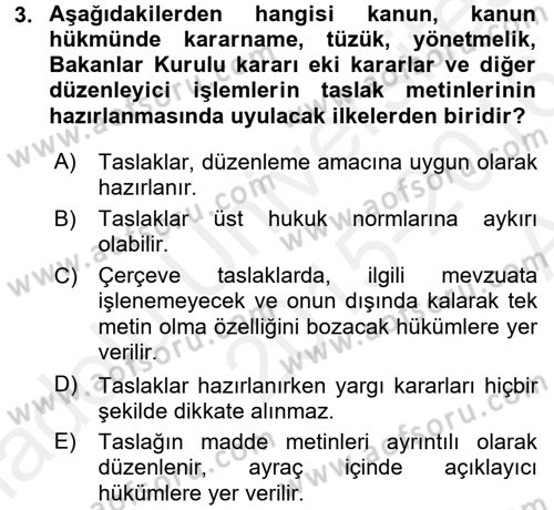 Hukuk Dili Ve Adli Yazışmalar Dersi 2015 - 2016 Yılı (Vize) Ara Sınavı 3. Soru