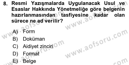 Hukuk Dili Ve Adli Yazışmalar Dersi 2015 - 2016 Yılı (Vize) Ara Sınav Soruları 8. Soru