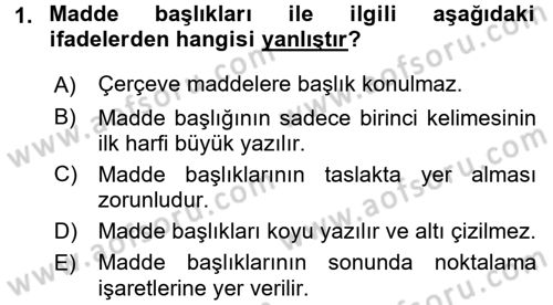 Hukuk Dili Ve Adli Yazışmalar Dersi 2015 - 2016 Yılı (Final) Dönem Sonu Sınav Soruları 1. Soru