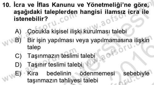 Hukuk Dili Ve Adli Yazışmalar Dersi 2015 - 2016 Yılı (Final) Dönem Sonu Sınav Soruları 10. Soru