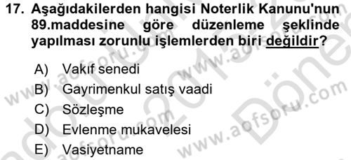 Hukuk Dili Ve Adli Yazışmalar Dersi 2015 - 2016 Yılı (Final) Dönem Sonu Sınav Soruları 17. Soru