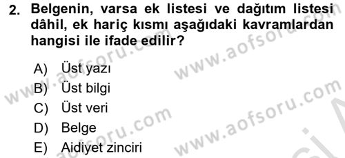 Hukuk Dili Ve Adli Yazışmalar Dersi 2015 - 2016 Yılı (Final) Dönem Sonu Sınav Soruları 2. Soru
