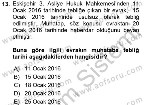 Hukuk Dili Ve Adli Yazışmalar Dersi 2016 - 2017 Yılı 3 Ders Sınavı 13. Soru