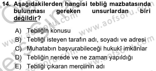 Hukuk Dili Ve Adli Yazışmalar Dersi 2016 - 2017 Yılı 3 Ders Sınav Soruları 14. Soru