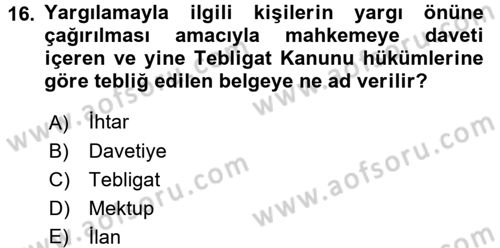 Hukuk Dili Ve Adli Yazışmalar Dersi 2016 - 2017 Yılı 3 Ders Sınavı 16. Soru