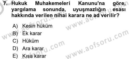 Hukuk Dili Ve Adli Yazışmalar Dersi 2016 - 2017 Yılı 3 Ders Sınavı 7. Soru