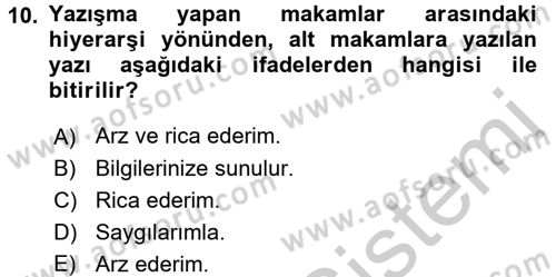 Hukuk Dili Ve Adli Yazışmalar Dersi 2016 - 2017 Yılı (Vize) Ara Sınav Soruları 10. Soru