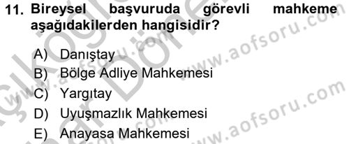 Hukuk Dili Ve Adli Yazışmalar Dersi 2016 - 2017 Yılı (Vize) Ara Sınav Soruları 11. Soru