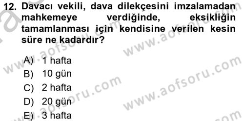 Hukuk Dili Ve Adli Yazışmalar Dersi 2016 - 2017 Yılı (Vize) Ara Sınavı 12. Soru