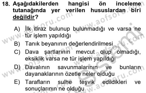 Hukuk Dili Ve Adli Yazışmalar Dersi 2016 - 2017 Yılı (Vize) Ara Sınav Soruları 18. Soru
