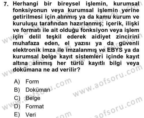 Hukuk Dili Ve Adli Yazışmalar Dersi 2016 - 2017 Yılı (Vize) Ara Sınavı 7. Soru