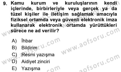 Hukuk Dili Ve Adli Yazışmalar Dersi 2016 - 2017 Yılı (Vize) Ara Sınavı 9. Soru