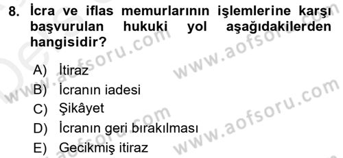 Hukuk Dili Ve Adli Yazışmalar Dersi 2017 - 2018 Yılı 3 Ders Sınavı 8. Soru