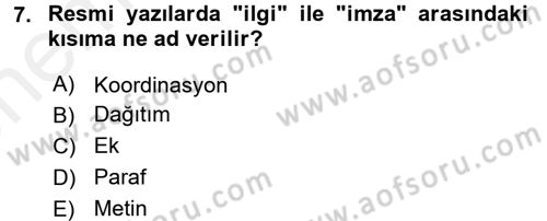 Hukuk Dili Ve Adli Yazışmalar Dersi 2017 - 2018 Yılı (Vize) Ara Sınavı 7. Soru