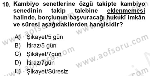 Hukuk Dili Ve Adli Yazışmalar Dersi 2017 - 2018 Yılı (Final) Dönem Sonu Sınav Soruları 10. Soru