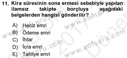 Hukuk Dili Ve Adli Yazışmalar Dersi 2017 - 2018 Yılı (Final) Dönem Sonu Sınav Soruları 11. Soru