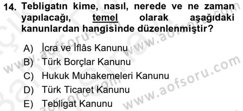 Hukuk Dili Ve Adli Yazışmalar Dersi 2017 - 2018 Yılı (Final) Dönem Sonu Sınav Soruları 14. Soru