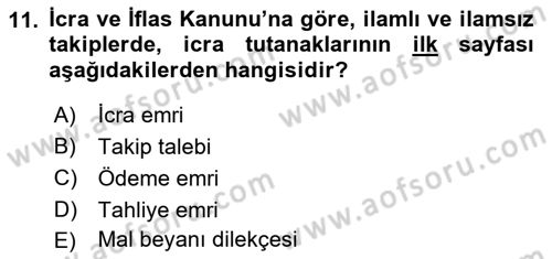 Hukuk Dili Ve Adli Yazışmalar Dersi 2018 - 2019 Yılı 3 Ders Sınavı 11. Soru