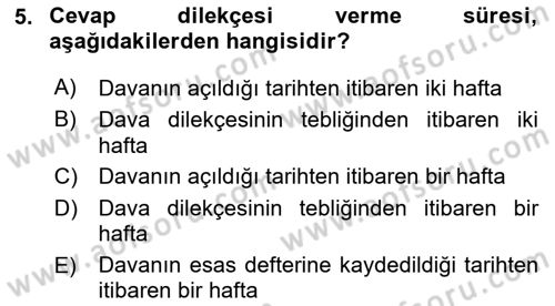 Hukuk Dili Ve Adli Yazışmalar Dersi 2018 - 2019 Yılı 3 Ders Sınavı 5. Soru